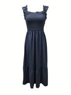 Vestido Maxi Casual Boho Chic con Escote Cuadrado y Falda Fluida Mujer
