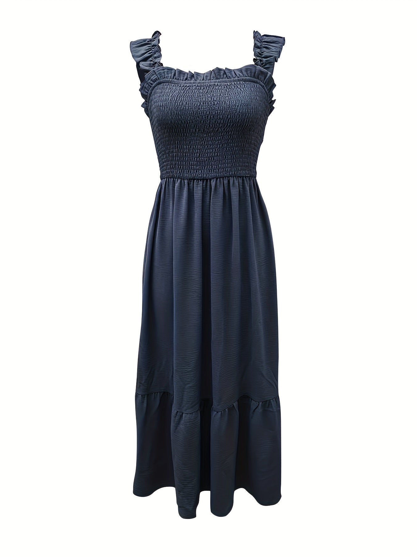 Vestido Maxi Casual Boho Chic con Escote Cuadrado y Falda Fluida Mujer