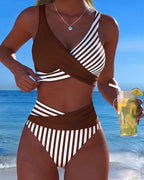 Bikini Gekreuzte Streifen Bedruckt