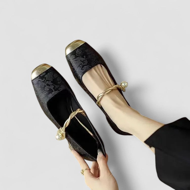 Zapatos Femeninos Planos Elegantes con Punta Redonda para Fiesta Verde