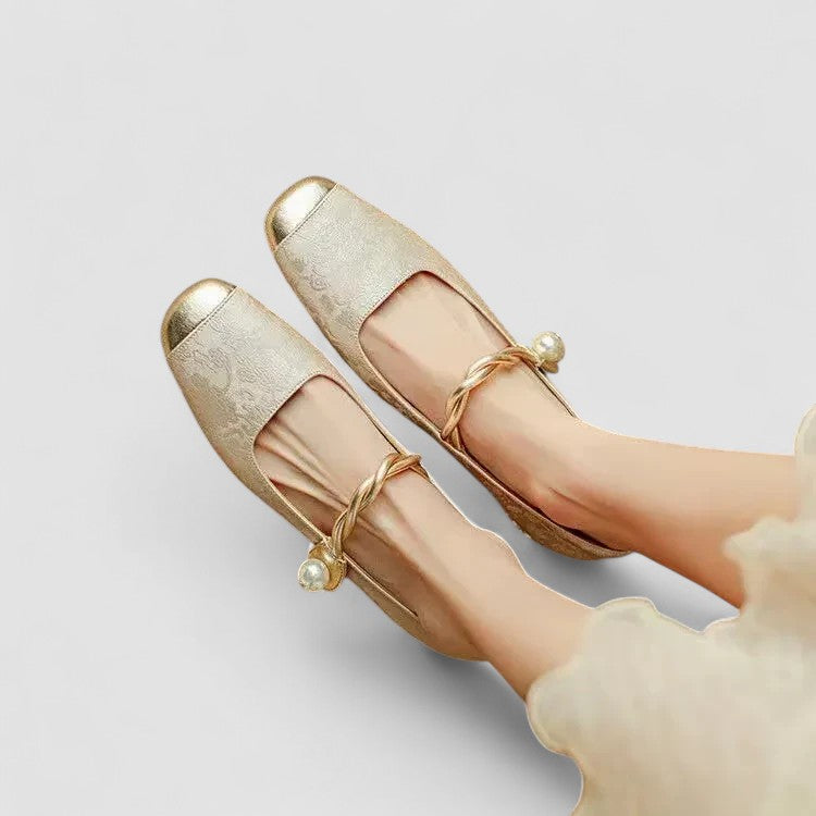 Zapatos Femeninos Planos Elegantes con Punta Redonda para Fiesta Verde