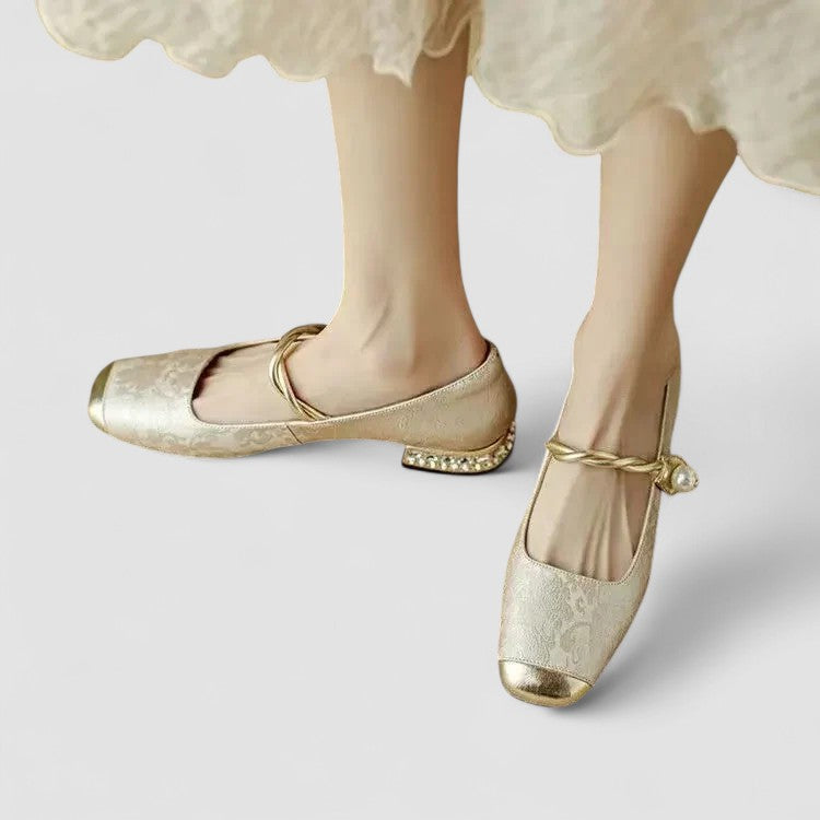 Zapatos Femeninos Planos Elegantes con Punta Redonda para Fiesta Verde