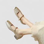 Zapatos Femeninos Planos Elegantes con Punta Redonda para Fiesta Verde