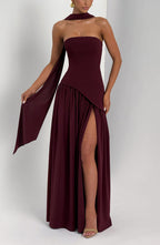 Vestido Femenino Largo Elegante con Abertura para Fiesta