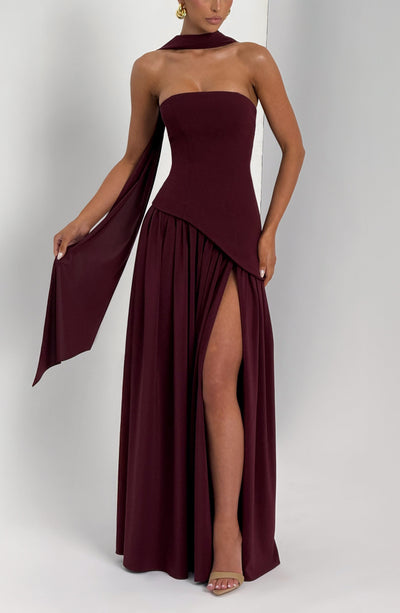 Vestido Femenino Largo Elegante con Abertura para Fiesta