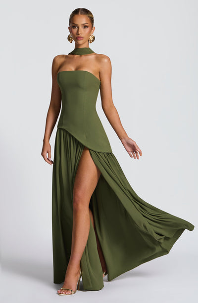 Vestido Femenino Largo Elegante con Abertura para Fiesta