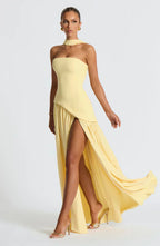 Vestido Femenino Largo Elegante con Abertura para Fiesta