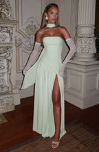 Vestido Femenino Largo Elegante con Abertura para Fiesta
