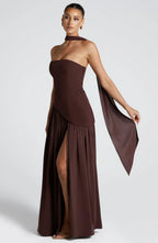 Vestido Femenino Largo Elegante con Abertura para Fiesta