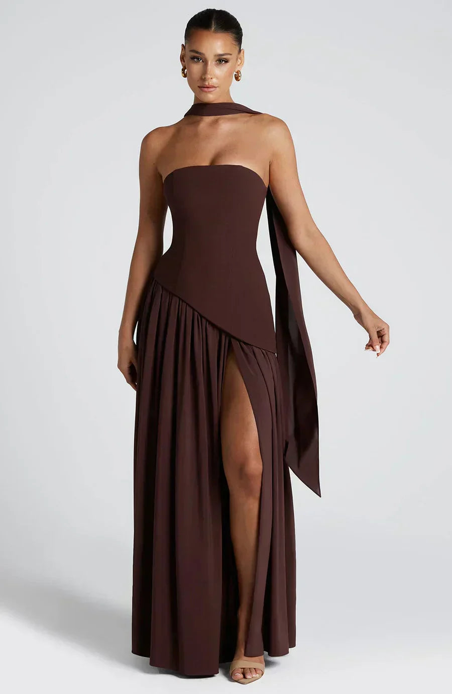 Vestido Femenino Largo Elegante con Abertura para Fiesta