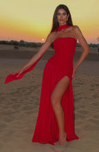 Vestido Femenino Largo Elegante con Abertura para Fiesta