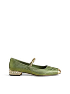 Zapatos Femeninos Planos Elegantes con Punta Redonda para Fiesta Verde